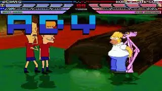 Mugen battle Beavis and Butt-Head vs Homer Simpson and Pink Panther