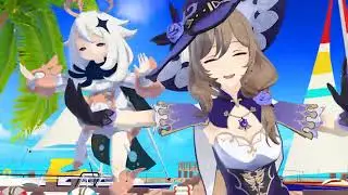 Paimon & Lisa Summertime Dance [MMD Genshin Impact]