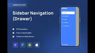 FlutterFlow Sidebar Drawer Widget — Modern Navigation Menu