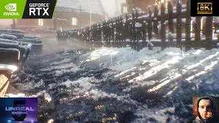 [8K Ray Tracing] Taking a Closer Look at the Nanite Displacement: Snowy Village | Unreal Engine 5.4