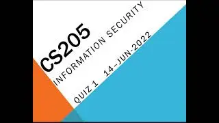 CS205 Introduction Security Quiz No 1 Solution