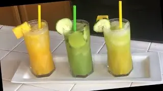 3 WAYS CUCUMBERS AND PINEAPPLE JUICE.