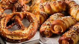 BREZEL/БРЕЦЕЛИ и сосиски в тесте. 2 РЕЦЕПТА в одном видео/ Brezel and brezel dogs. Брецель.