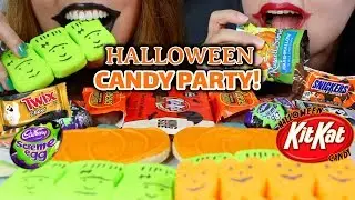 ASMR HALLOWEEN CANDY PARTY (TWIX, SNICKERS, KITKAT, CHOCOLATE MARSHMALLOW) | Kim&Liz ASMR