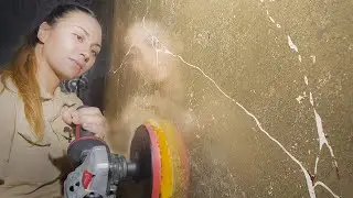 Festool working with decorative plaster. Do-it-yourself Venetian plaster.