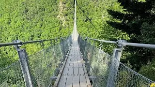 Flug auf Hängebrücke Geierlay 4K