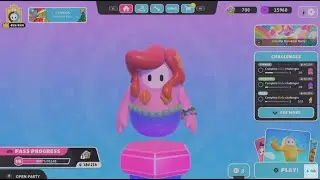 Fall Guys PS5 FREE Rainbow Mermaid Skin Gameplay + Rainbow Rally Show!