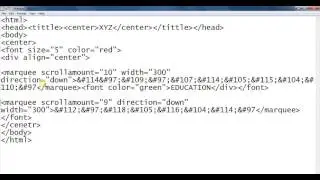 html text animation using marquee tag