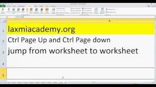 Excel shortcut to jump from worksheet to worksheet