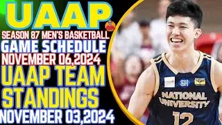 TEAM STANDINGS UAAP SEASON 87 MEN'S BASKETBALL NOVEMBER 03,2024|VEEJAY PRE 20 POINTS 8 REBOUNDS