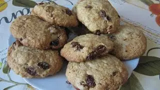 Домашнее ОВСЯНОЕ ПЕЧЕНЬЕ с изюмом и орехами к ЧАЮ за 20 минут. Несравненное удовольствие!