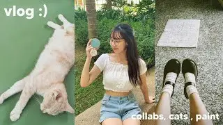 vlog : I’m back / new pets 🐢 first collab 🐯🌱room painting 🎨 full w cats 🫶🏻 23