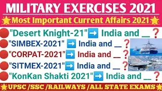 | Military Exercise 2021 | Important Military Exercises of India 2021 | Current Affairs 2021 |