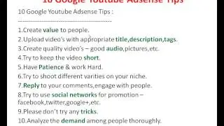10 Google Youtube Adsense Tips