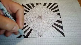 How to draw an optical illusion figure of a diamond step by step