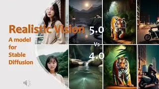 Stable Diffusion 모델 Realistic Vision 5.0과 4.0 결과 비교