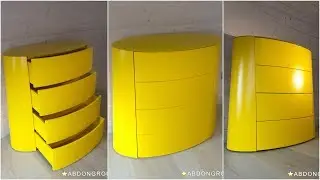 Желтый комод в спальню, с выдвижными ящиками. Форма комода - усеченный овальный конус. Комоды Киев