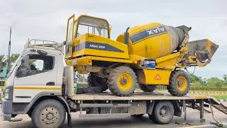 Ajax Agro concrete mixer loading and unloading in BharatBenz truck | Powerful construction work