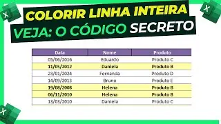 NOVO: Destacar linha inteira excel