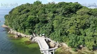 ドローン空撮映像・愛知県・三河湾・竹島・鳥居・上昇・チルトダウン