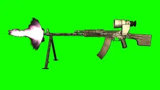RPK-74M russian sniper rifle with night scope in green screen