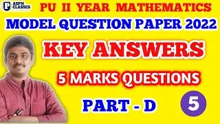 Mathematics Model Question Paper 2022 Key Answer || 2nd PU Mathematics Model Question paper answers