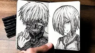 [ASMR] Drawing TOUKA KIRISHIMA 🥰😶 (Real Time) - Tokyo Ghoul