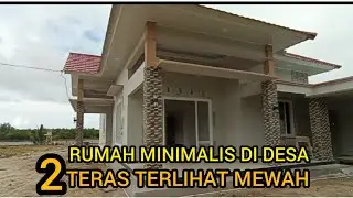 desain rumah minimalis di desa punya dua  teras dan empat kamar tidur