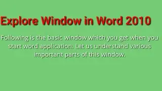 Explore Window in word 2010