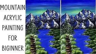 Mountain acrylic painting | Easy acrylic painting for beginners step by step #24