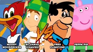 Woodpecker, El chavo vs Fred Flinstone, Peppa Pig - Cartoon Fight
