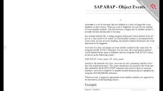 SAP ABAP   Object Events