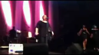 Adele gets excited during Rolling in the Deep sing-along (Dublin Olympia Theatre)