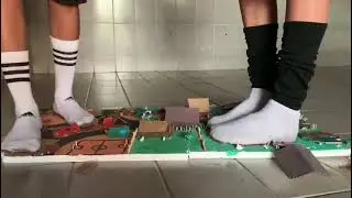 Giant men crushing city