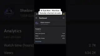 1K SUB NON MONITIZED YOUTUBE CHANNEL FOR SALE