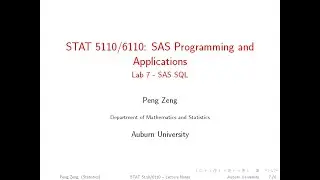 SAS Lab 7 - SAS SQL - Part A