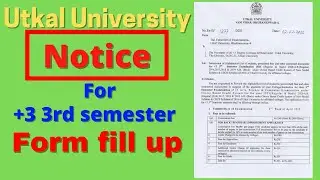 +3 3rd semester form fill up notice | Utkal University