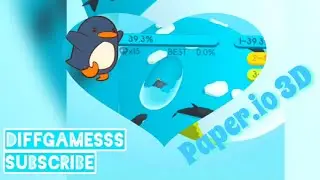Paper.io 3D Map control : 100% Zone shape Heart 💙 Unlocked new Skin and Shape ~ Penguin 🐧