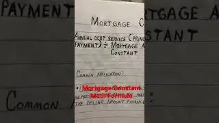 Mortgage Constant Formula