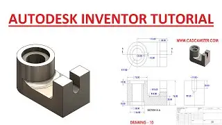 Autodesk Inventor part exercise - 10 ll 2d drawing in description ll