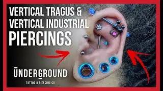 Watch The Full Process! | Vertical Industrial & Vertical Tragus Piercings