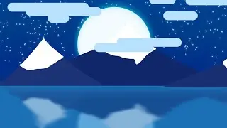 speed paint night lake and mountains vector art