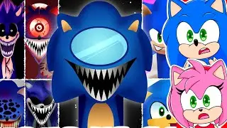 Sonic & Amy watch Phase 1 VS Phase 2-63 VS Phase 64 AMONG US SONIC Incredibox Sprunki Compilation