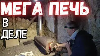 First night in the hut. Testing the huge stove.