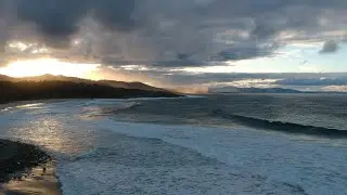 White Sands Drone Surf Sunset - East Coast Tasmania