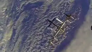 The docking video of a spacecraft from International Space Station