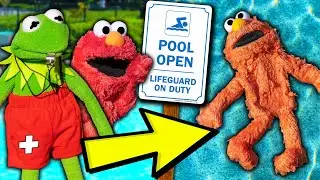 Kermit the Frog and Elmo's Summer Swimming Pool Party! (GONE WRONG)