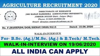 Walk-in-interview for the post of SRF, YP-I & YP-II. Agriculture Job Update 2020