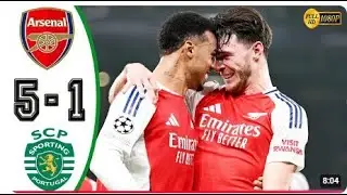 Arsenal vs Sporting 5-1 Extended Highlights 2024 All Goals  Bukayo Saka Kai Havertz Odegaard Gabriel