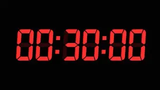 30 Minutes Digital Countdown Timer | Black Background | Red Text | No Sounds